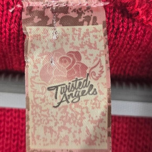 Twisted Angels Red Black Yellow Aztec Winter Cardigan Women's XL - Picture 3 of 4